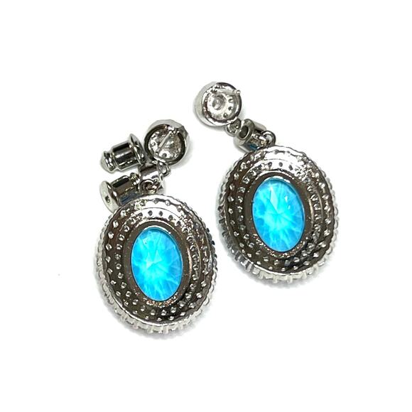 Earrings Aqua Blue Topaz CZ Pierced Post Jewelry 925 over SS NEW AU22 - Picture 5 of 5